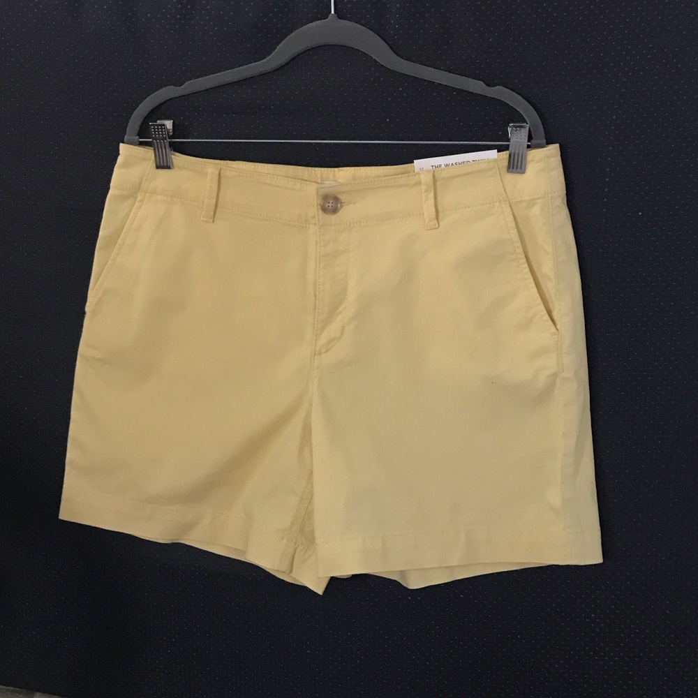 NWT LOFT Light Yellow 6” Washed Twill Shorts, Size 12